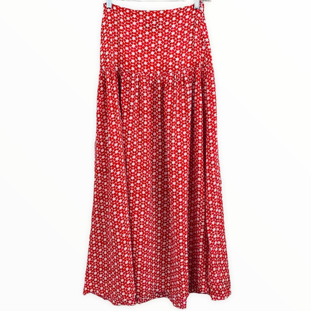SALONI Stunning Silk Star Print Tiered Maxi Skirt Size 2